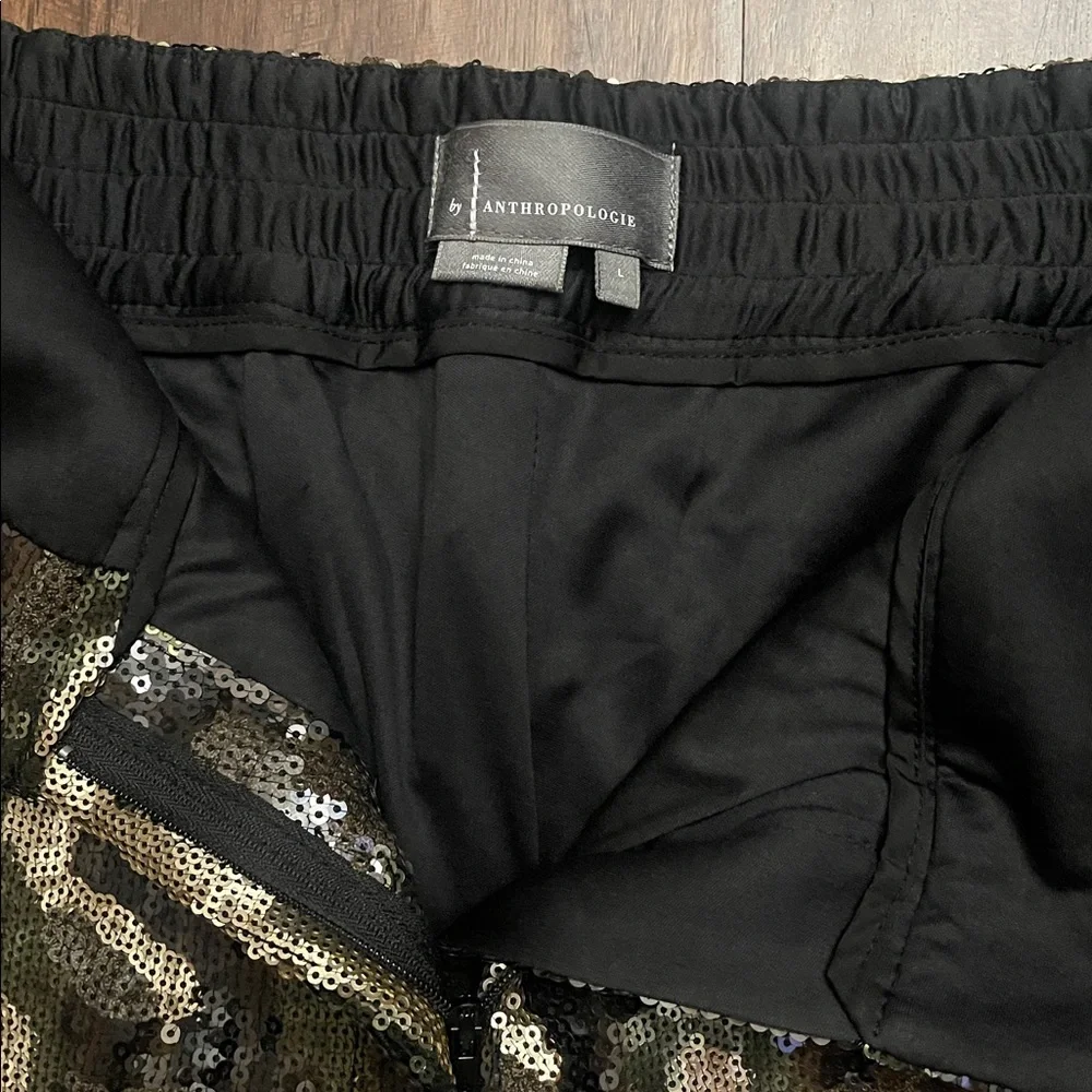 NWT Anthropologie Camo Sequin Jogger Trouser Pants L - Picture 12 of 16